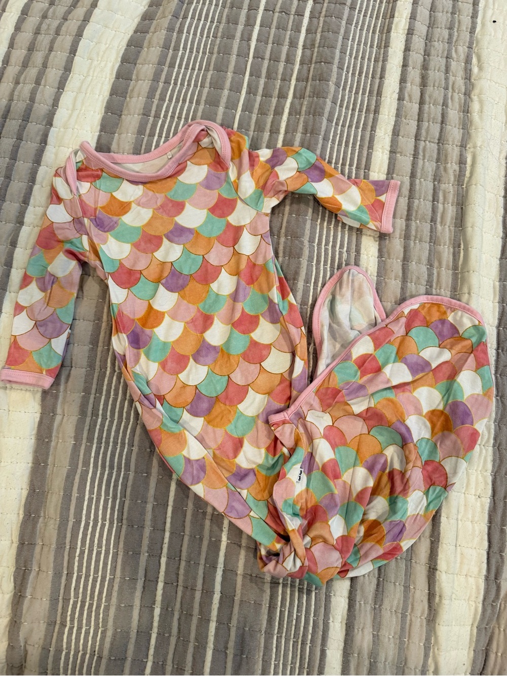 Little Sleepies Pastel Mermaid Scallop Print Footie & Sleep Sack Set - Pink Trim